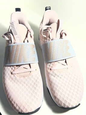 Nike Women's Slip-On Sneakers in Light Pink with Pale Blue Strap